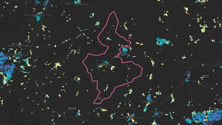 House price heatmap showing property values across Curry Rivel