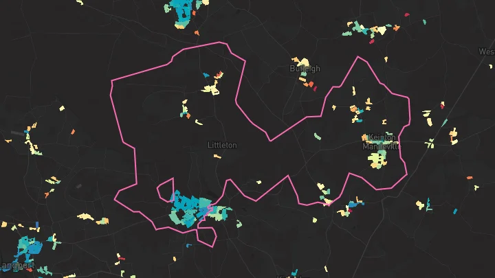 House price heatmap showing property values across Somerton