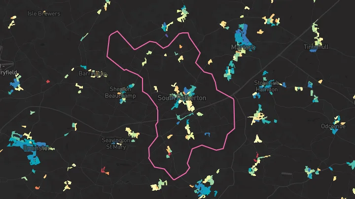 House price heatmap showing property values across South Petherton