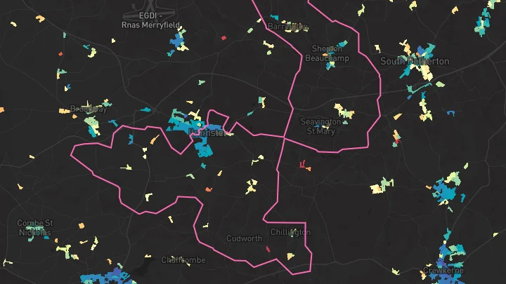 House price heatmap showing property values across Ilminster