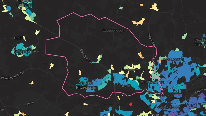 House price heatmap showing property values across Norton Fitzwarren
