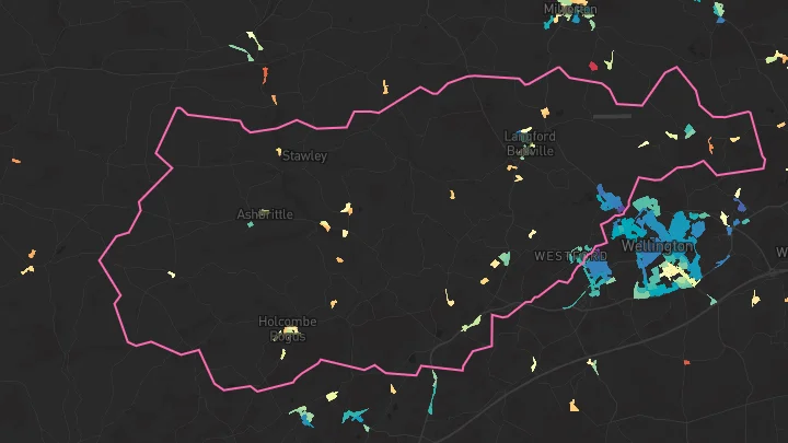 House price heatmap showing property values across Tonedale