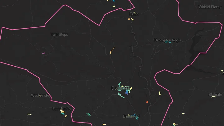 House price heatmap showing property values across Dulverton