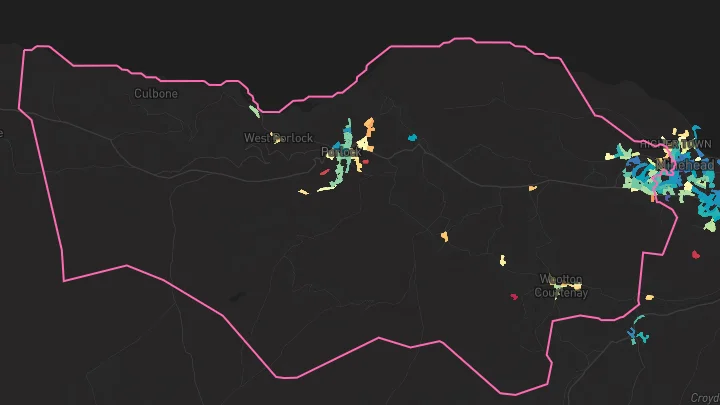 House price heatmap showing property values across Porlock