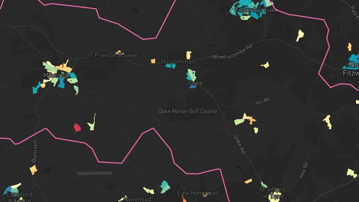 House price heatmap showing property values across Cotford St Luke