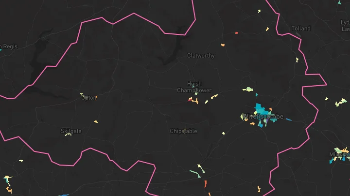 House price heatmap showing property values across Wiveliscombe
