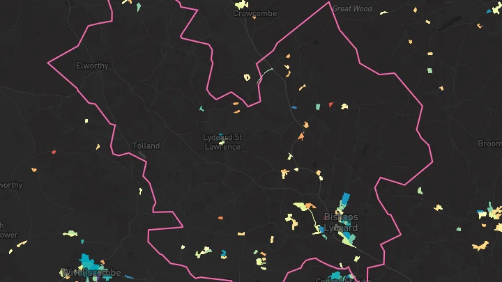 House price heatmap showing property values across Bishops Lydeard