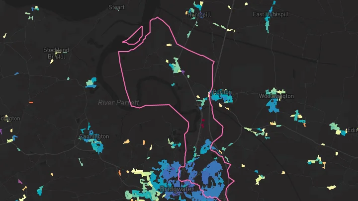 House price heatmap showing property values across Bridgwater