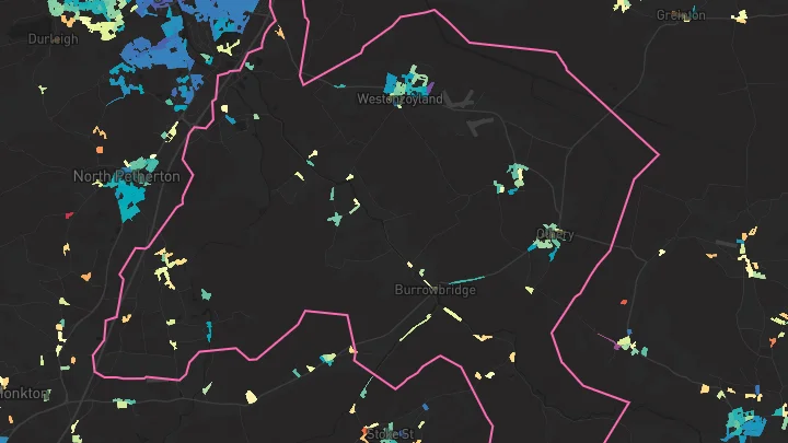 House price heatmap showing property values across Westonzoyland