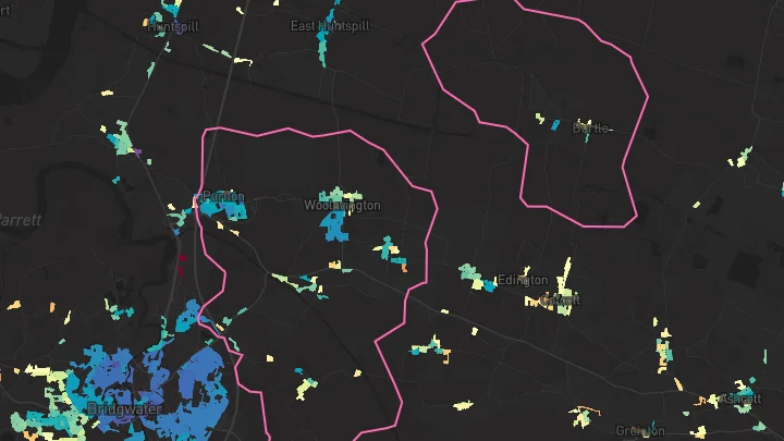 House price heatmap showing property values across Woolavington