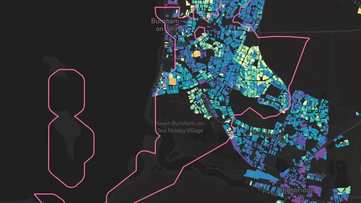 House price heatmap showing property values across Burnham-On-Sea