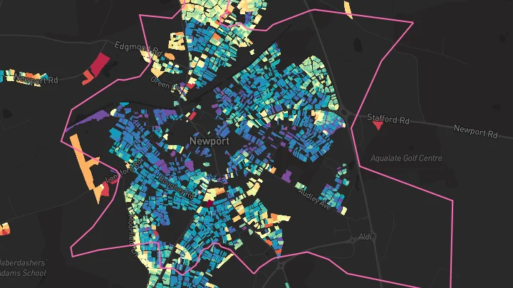 House price heatmap showing property values across Newport