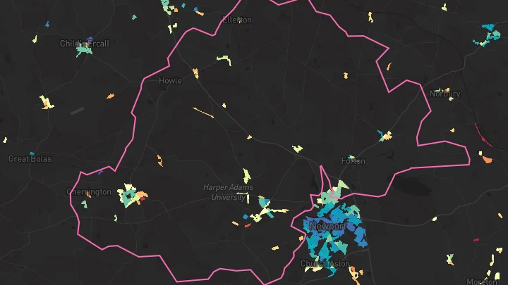 House price heatmap showing property values across Edgmond