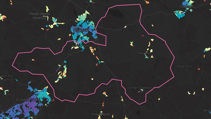 House price heatmap showing property values across Church Aston