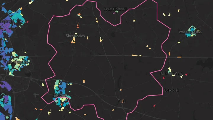 House price heatmap showing property values across Shifnal