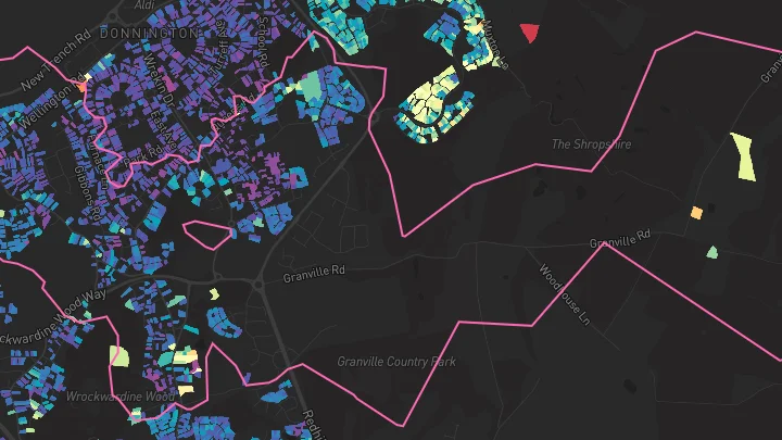 House price heatmap showing property values across Trench