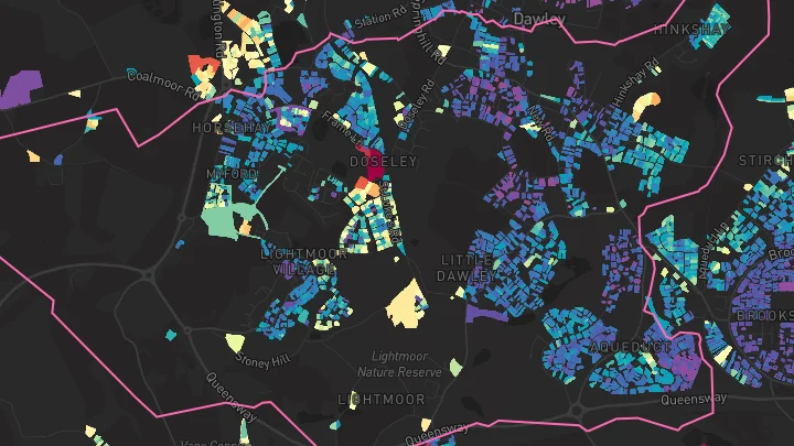 House price heatmap showing property values across Telford