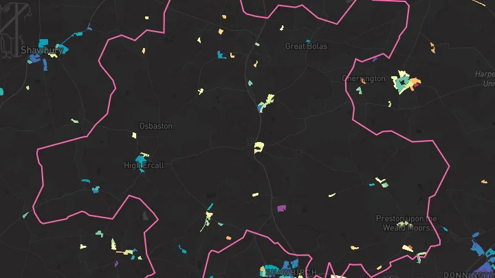 House price heatmap showing property values across High Ercall