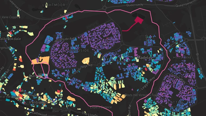 House price heatmap showing property values across Madeley