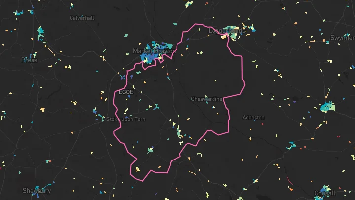 House price heatmap showing property values across Hinstock