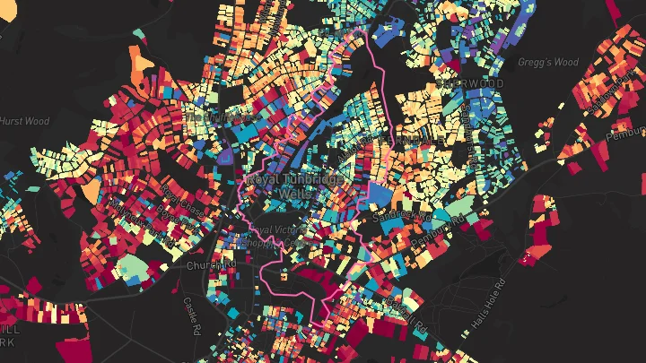 House price heatmap showing property values across Tunbridge Wells