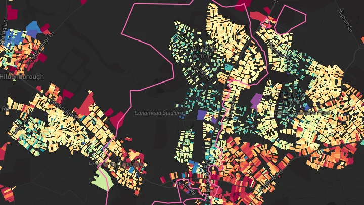 House price heatmap showing property values across Tonbridge
