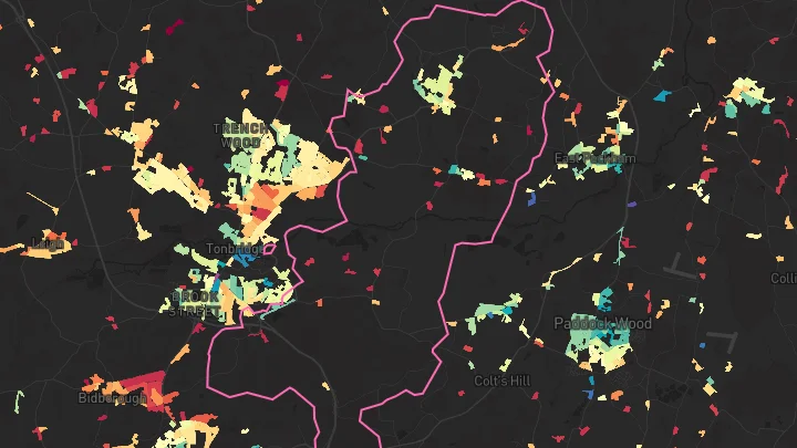 House price heatmap showing property values across Hadlow