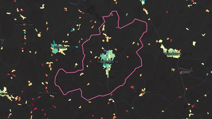 House price heatmap showing property values across Staplehurst