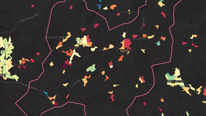 House price heatmap showing property values across Matfield