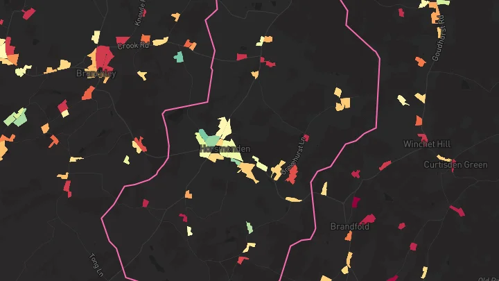 House price heatmap showing property values across Horsmonden