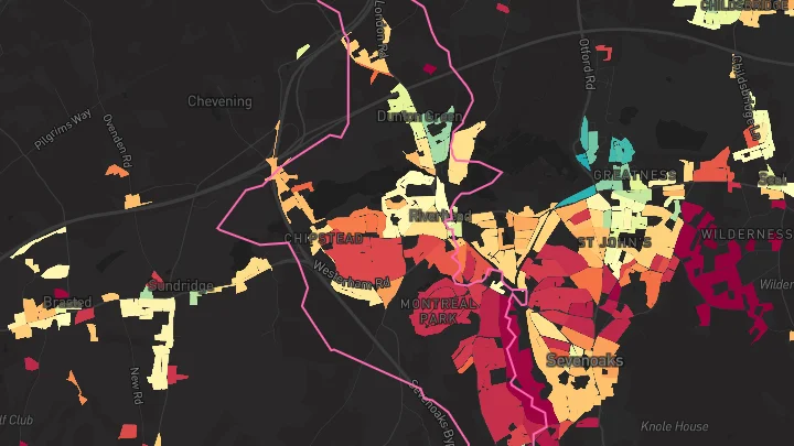 House price heatmap showing property values across Dunton Green