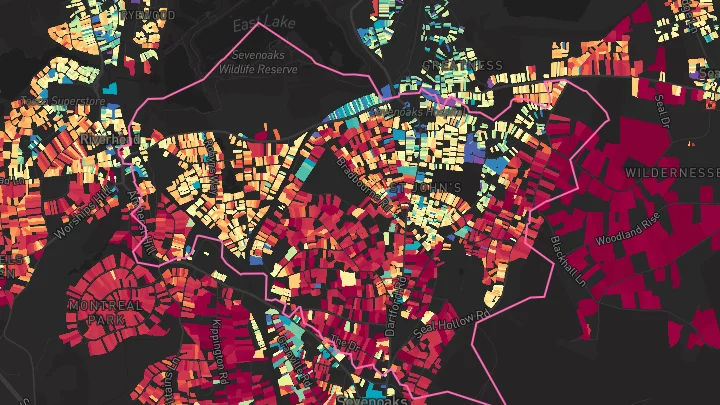 House price heatmap showing property values across Sevenoaks