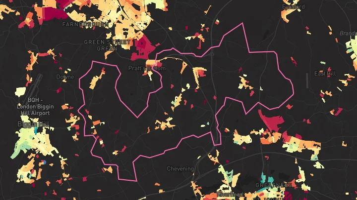 House price heatmap showing property values across Chelsfield