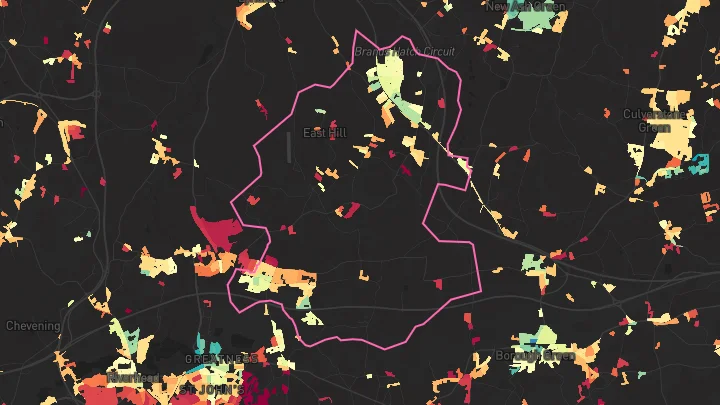 House price heatmap showing property values across West Kingsdown