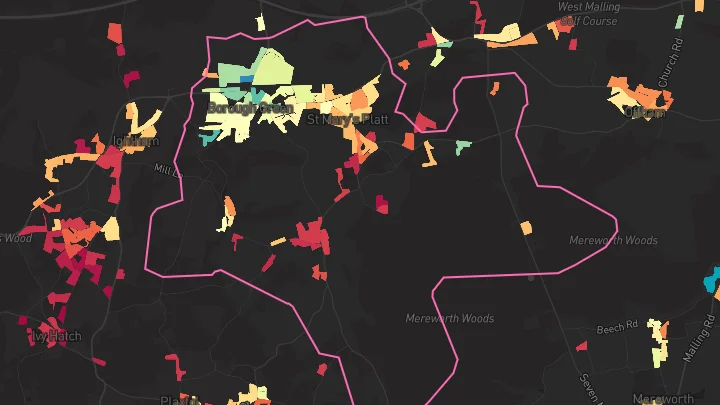 House price heatmap showing property values across Borough Green