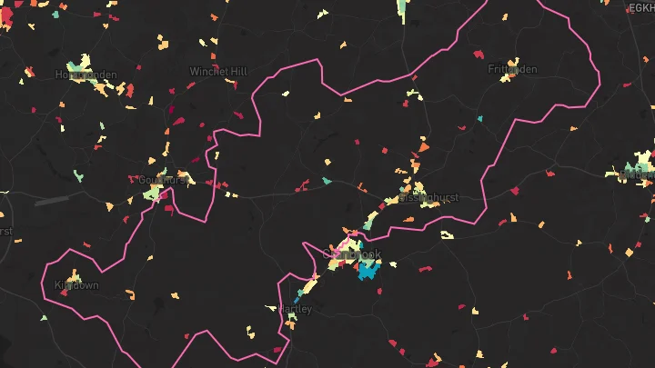 House price heatmap showing property values across Sissinghurst