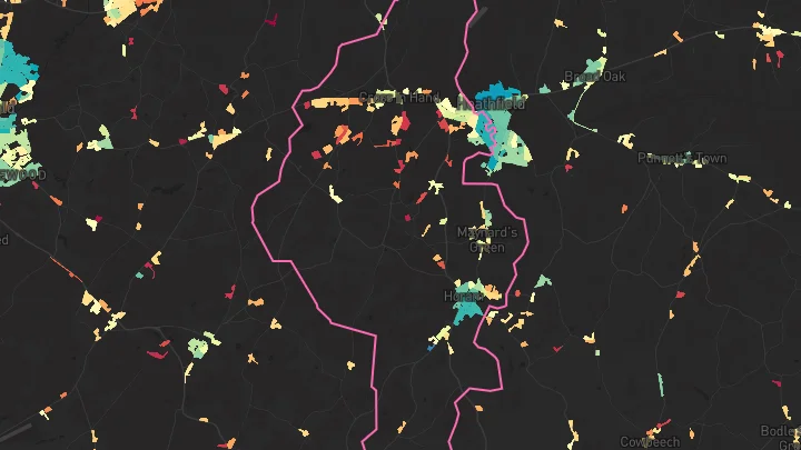 House price heatmap showing property values across Horam