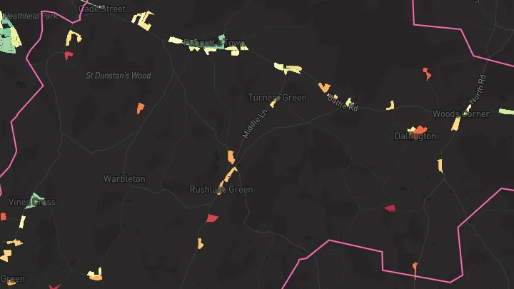 House price heatmap showing property values across Punnetts Town