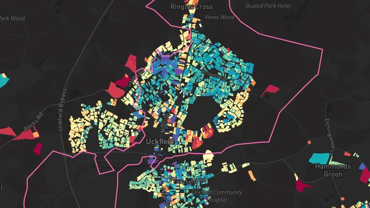House price heatmap showing property values across Uckfield