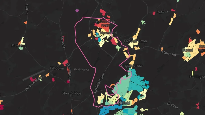 House price heatmap showing property values across Maresfield