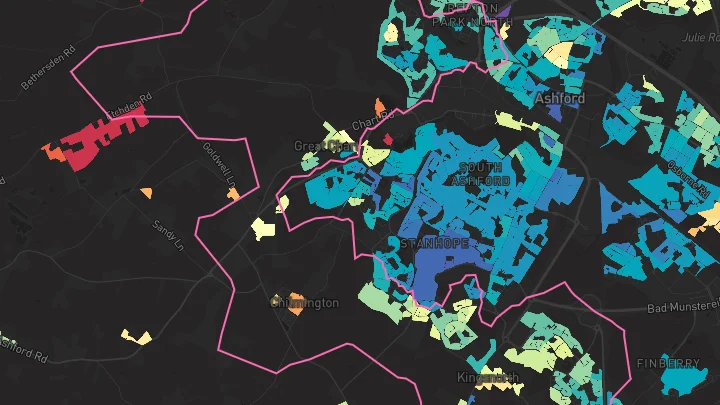 House price heatmap showing property values across Kingsnorth