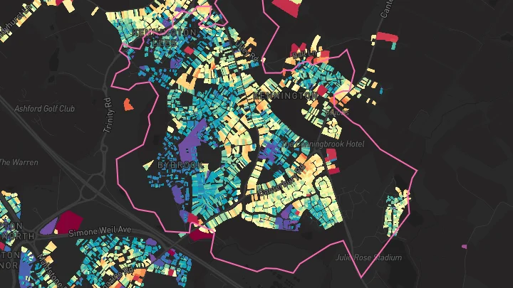 House price heatmap showing property values across Kennington