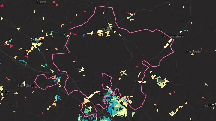 House price heatmap showing property values across Ashford