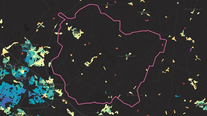 House price heatmap showing property values across Wye