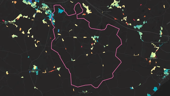 House price heatmap showing property values across Kingsnorth