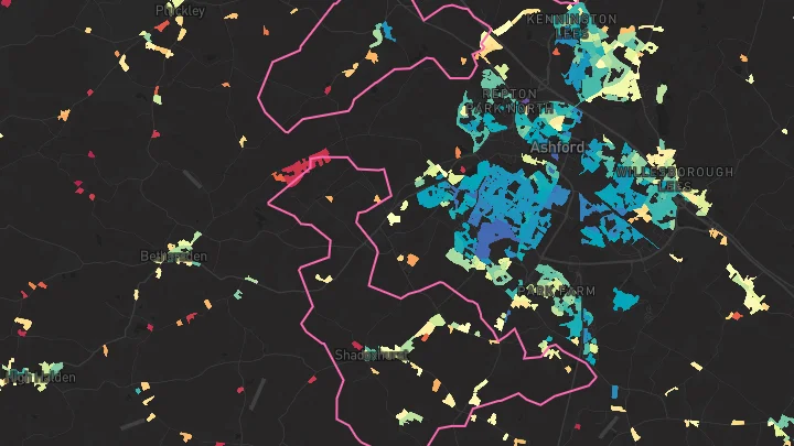 House price heatmap showing property values across Shadoxhurst