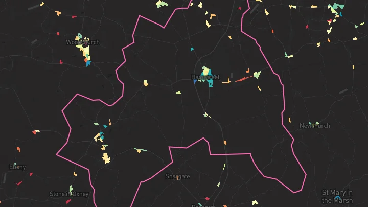 House price heatmap showing property values across Hamstreet