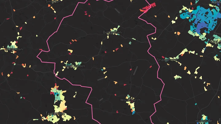 House price heatmap showing property values across High Halden