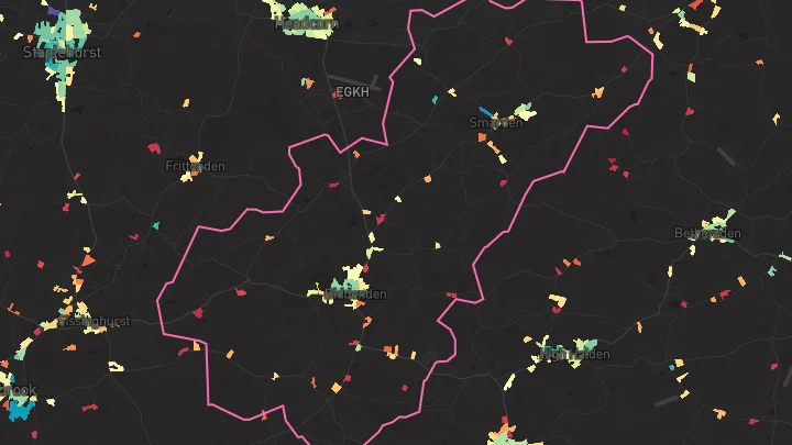 House price heatmap showing property values across Biddenden