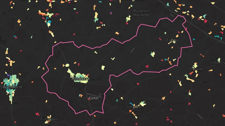House price heatmap showing property values across Headcorn